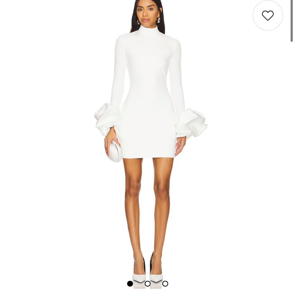 Solace London White Long Sleeve Dress with Ruffle Cuffs